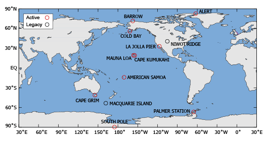 Scripps O2 Program Sampling Stations
